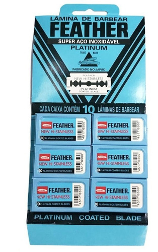 Kit 6 Feather Com 10 Lâminas Barbear Cada