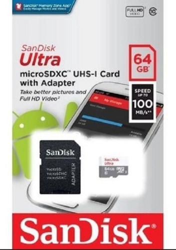 Imagem 1 de 2 de Micro Cartao Memoria Sd Card Sandisk 64gb Ultra Classe 10