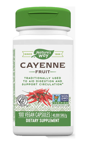 Nature´s Way Cayenne Fruit (fruta De Cayena) 100 Caps Sin Sabor