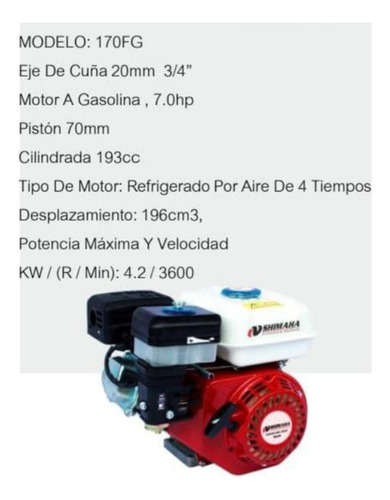 Motor Multiuso A Gasolina 4t,  6,5 Hp 3600 Rpm