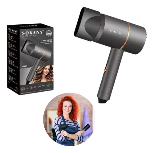 Secador De Cabelo Portátil Profissional Com Bico Sokany