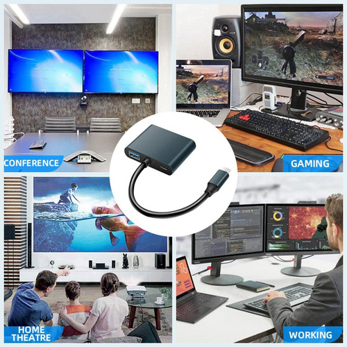 Imagem 3 de 7 de Usb-c Para Hdmi Adaptador 4k 30hz Cabo Para Pro 2018/2017