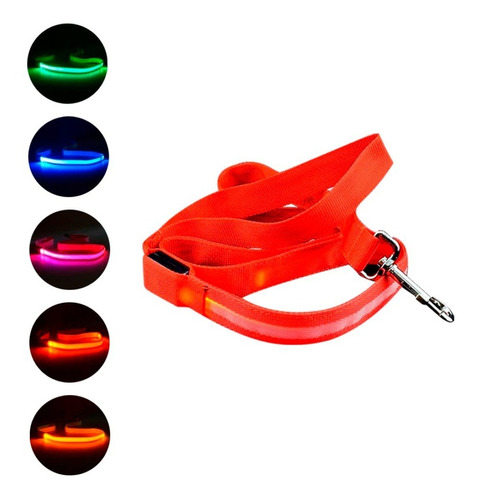 Correa Cuerda Para Mascota Con Luz Led Varios Talles Colores