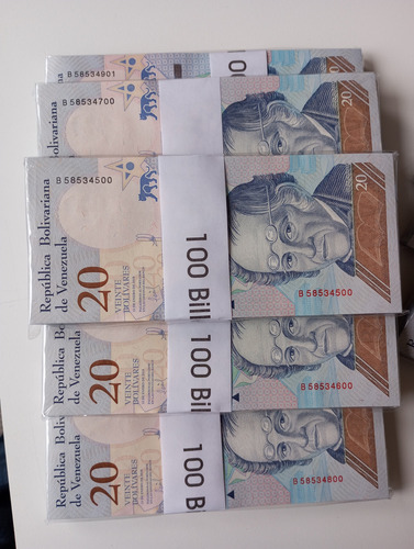 Paca De 100 Billetes Nuevos Y Consecutivos De 20 Bss B8