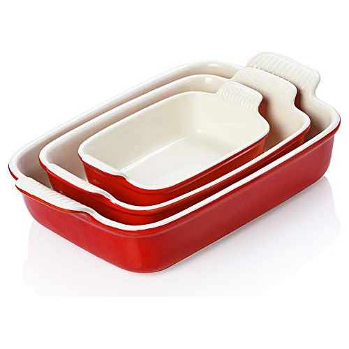 Porcelain Bakeware Set For Cooking, Ceramic Rectangular...