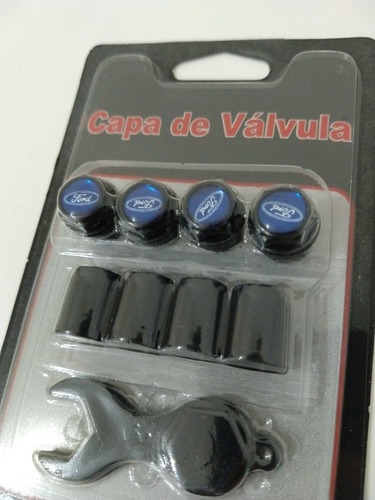 Imagem 6 de 6 de Kit Capa Para Valvula Bico Pino Pininho Preto Ford Azul