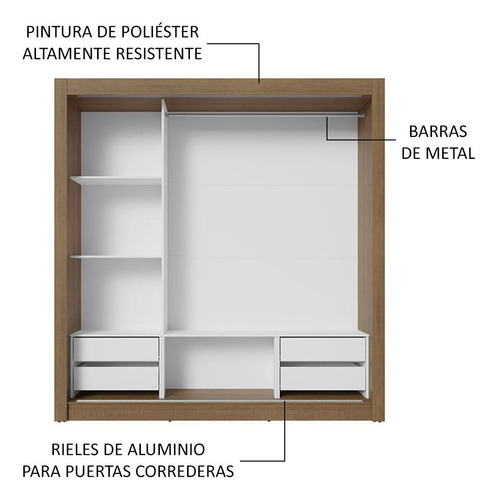 Ropero Closet Madesa 3 Puertas 1 Espejo Mg 02 Color Rústico/Gris