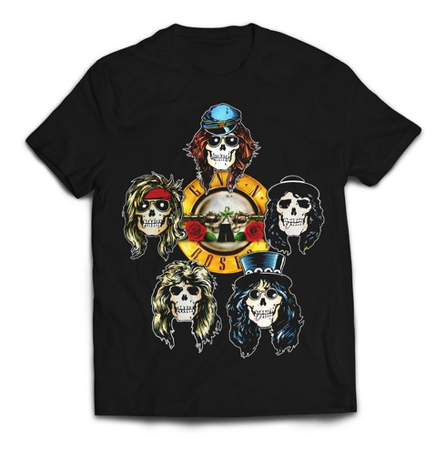 Camiseta Guns 5 Skulls Colored Rock Activity