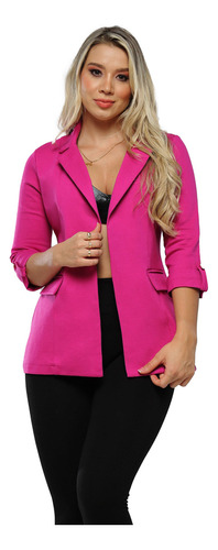 Blazer Para Mujer Dama Manga 3/4 Unicolor 