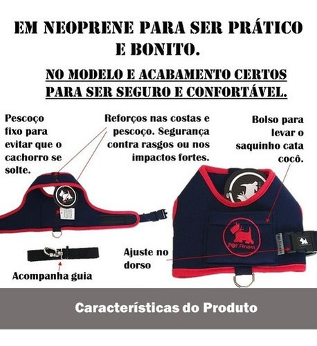 Imagem 2 de 10 de Peitoral Coleira Guia Pet Cachorro Colete Neoprene 1 Até 2kg