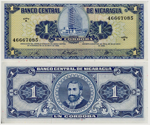 Billete De Nicaragua De 1 Córdoba Nuevo Sin Circular 1968