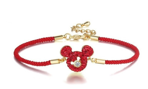 Pulsera De Mickey Mouse Rojo Con Diamante