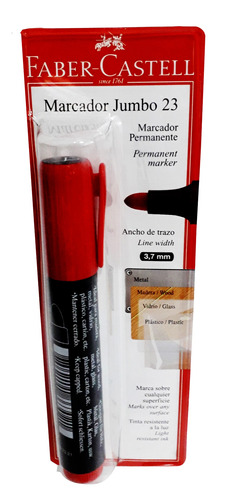 Marcador Faber Permanente Jumbo23 P/gruesa 4mm Rojo Blister