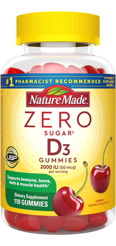 Vitamina D3 2000 Iu Sin Azúcar Nature Made 110 Gomitas