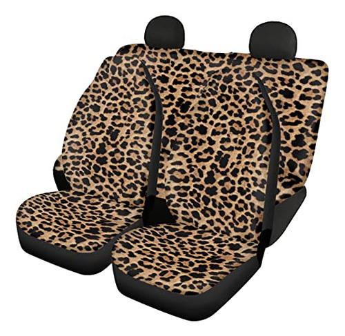 Fusurire Marrón Leopard Print Car Seat Covers Durable Front