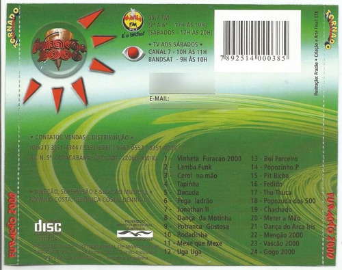 Cd - Furacão 2000 - Tornardo Muito Nervoso - Verônica Costa Estandar (Usado)