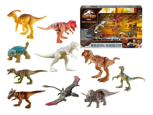 Imagen 1 de 5 de Set 10 Dinosaurios Jurassic World Mini Original Mattel