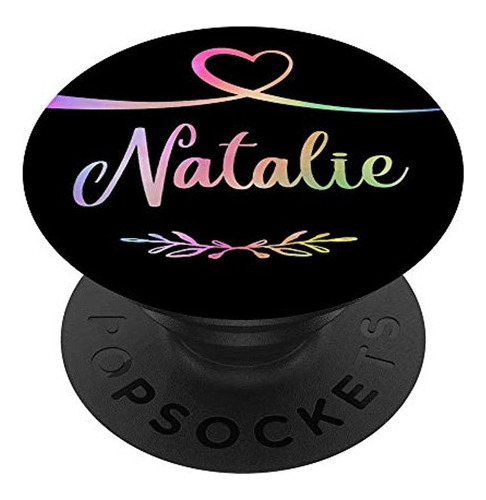 Natalie Corazon Arcoiris Nombre Personalizado Negro Natalie