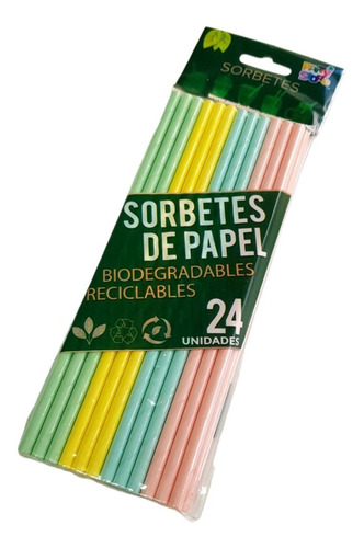 Sorbetes Papel Biodegradables-reciclables De 20 Cm-x 24