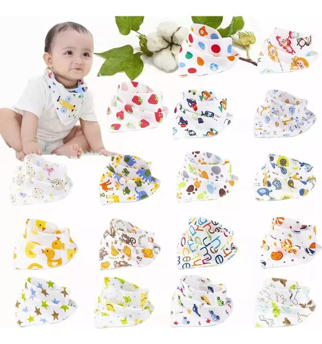 20 Pack Baberos Bebe Bandana Absorbentes Y Suaves