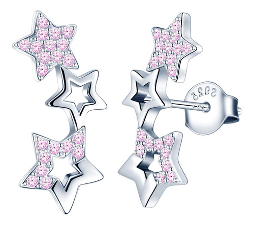 Miclee Elegantes Aretes De Plata Esterlina S925 Con Estrella