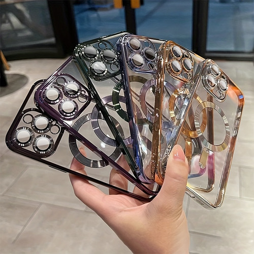 Funda Transparente De Carga Inalámbrica Magnética De Lujo Para iPhone 11, 12, 13, 14, 15, 16 Pro Max, Funda De Silicona A Prueba De Golpes