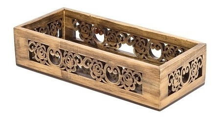 Bandeja Espelhada Rosas 22x9,5x5 Pinus Luxo