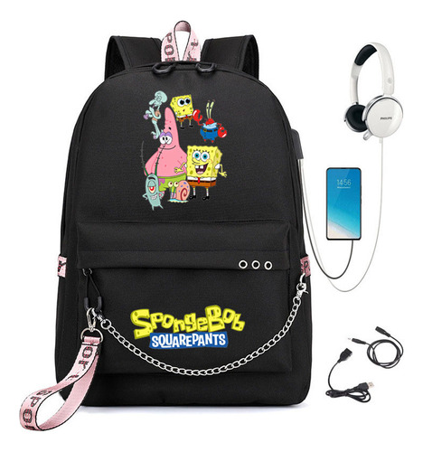 Mochila Bob Esponja Escola Primária Masculina E Feminina Trê