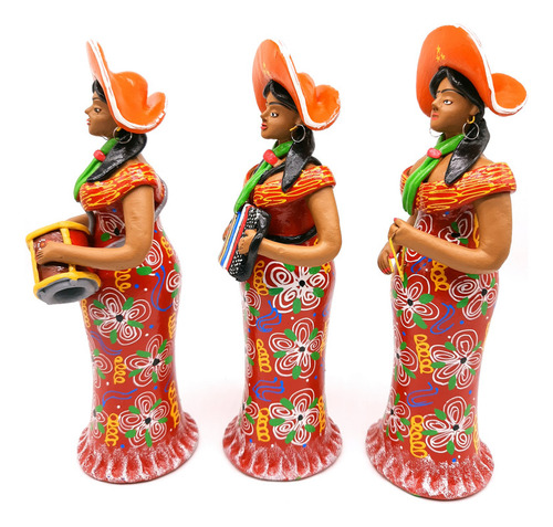 Estátua Trio De Forró Feminino Escultura Cerâmica Caruaru G