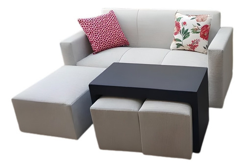 Imagen 4 de 10 de Juego De Living Sofá De 3 Cuerpos+mesa+isla+2 Puff *garantía