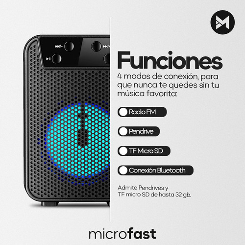 Mini Parlante Portátil Recargable Bluetooth Radio Fm Rgb