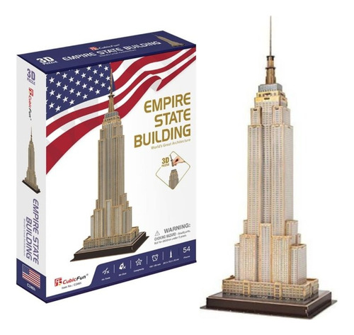 Rompecabezas 3d Edificio Empire State Ny 54 Pzas Wabro 7308