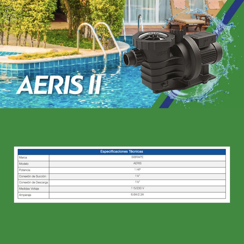 Bomba Para Piscina/alberca Residencial Aeris 1hp 1f 115v