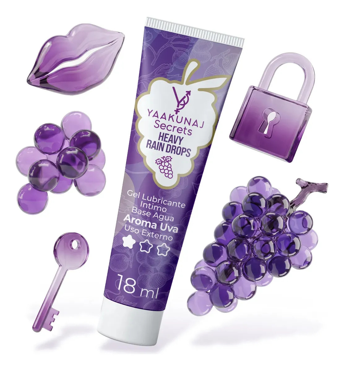 Lubricante Anl Sabor Uva Rain Drops Yaakunaj Secrets 18gr - Lubricante Base Agua Intimo - Efecto Térmico - Hecho Mexico - Clavo - Sucralosa - Confort - Fácil de usar