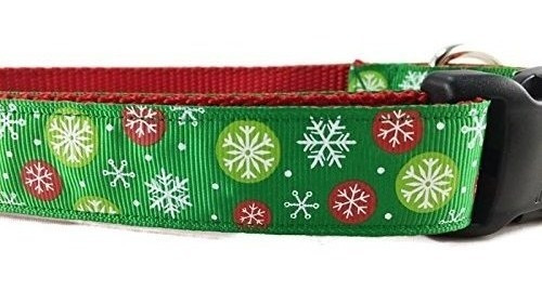 Collar De Perro De Navidad, Diseño Caninado, Copos De Nieve