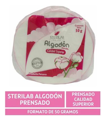 Pack Sterilab Algodón Pima Peruano Prensado 50 Gramos