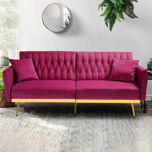 Sofa Cama Terciopelo Biplaza Ajustable Convertible Acmease