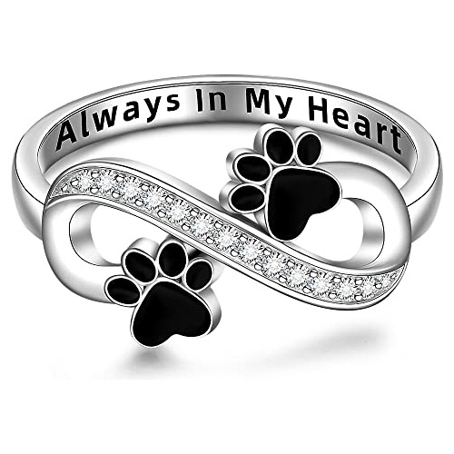 Talonior Paw Print Anillo Para Mujeres Niñas Plata De Ley 9