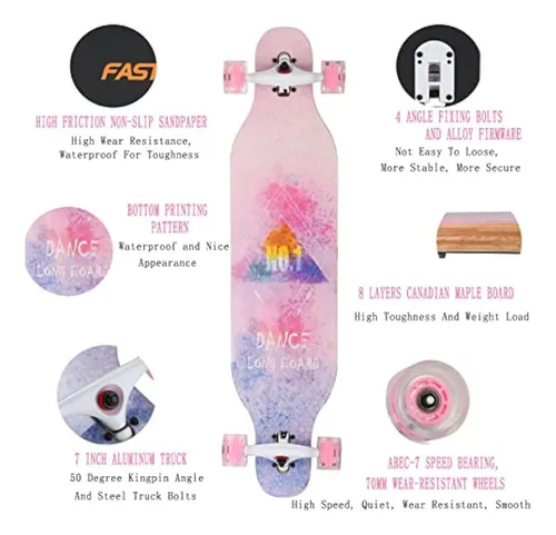 Monopatín Longboard De 41 Pulgadas | Cruising, Carving,