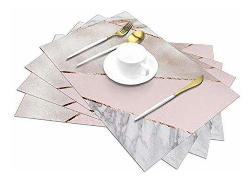 Placemats For Dining Table Spliced Mixed Rose Gold Marble Wa