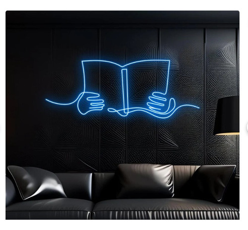 Letrero Led Neon Lectura Libro Libreria Ancho 64cm