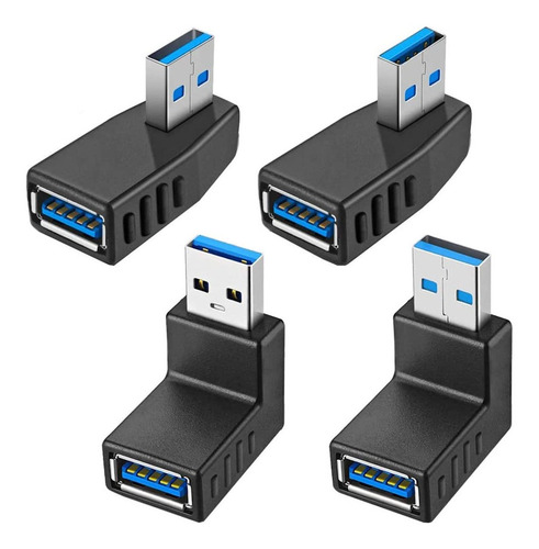 Kit De 4 Adaptadores Usb 3.0 Tipo A Hembra Macho Angulo 90º®