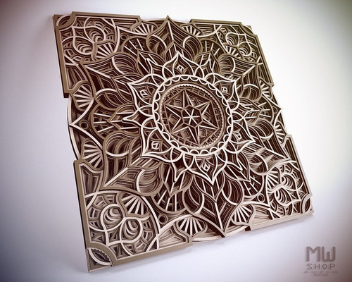 Mandala Cuadrado Multicapa Estrella Del Norte 60x60 Cm Mdf 