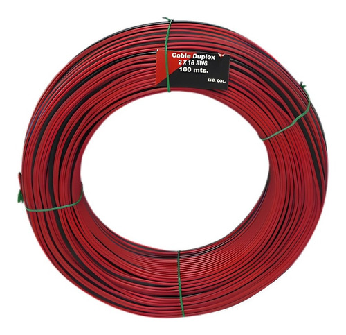 Cable Dúplex Polarizado 2x18 Rojo/negro Aleación X 100 Mts 