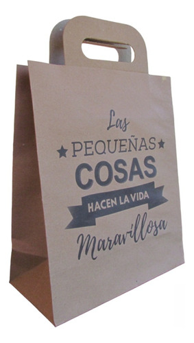 Bolsas Con Frases En Papel Madera (19x24cm) X50u