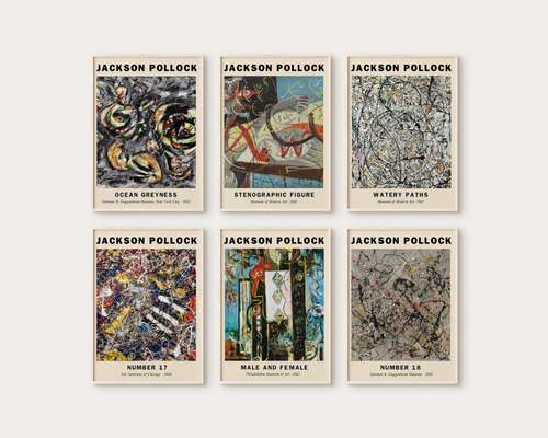 Cuadros Decorativos  Minimalistas Jackson Pollock  Set X 6