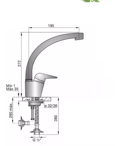 Imagen 2 de 5 de Canilla Griferia Monocomando Para Mesada Cocina Pico Cisne