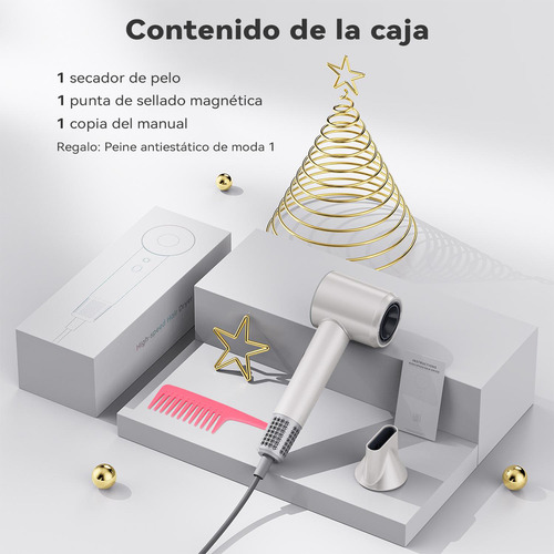 Secador De Pelo De Alta Velocidad Iónico Profesional 1500w 2 Velocidades Del Viento Y 4 Modos De Temperatura
