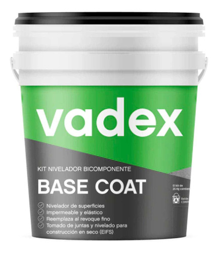 Base Coat Vadex Kit Base Niveladora Bicomponente 25 Kg Rex