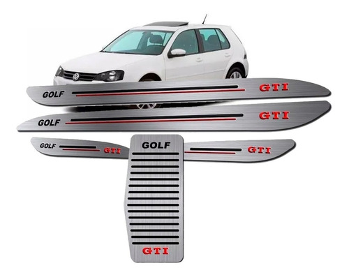 Descanso De Pé E Soleira Aço Inox Premium P/ Golf Gti Mk4 